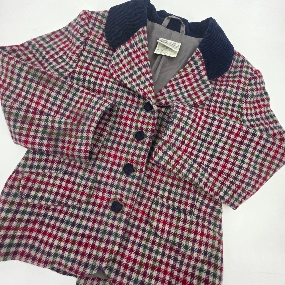 VINTAGE LAURA ASHLEY MOTHER & CHILD HOUNDSTOOTH WOOL BLAZER SIZE 4 YEARS RARE